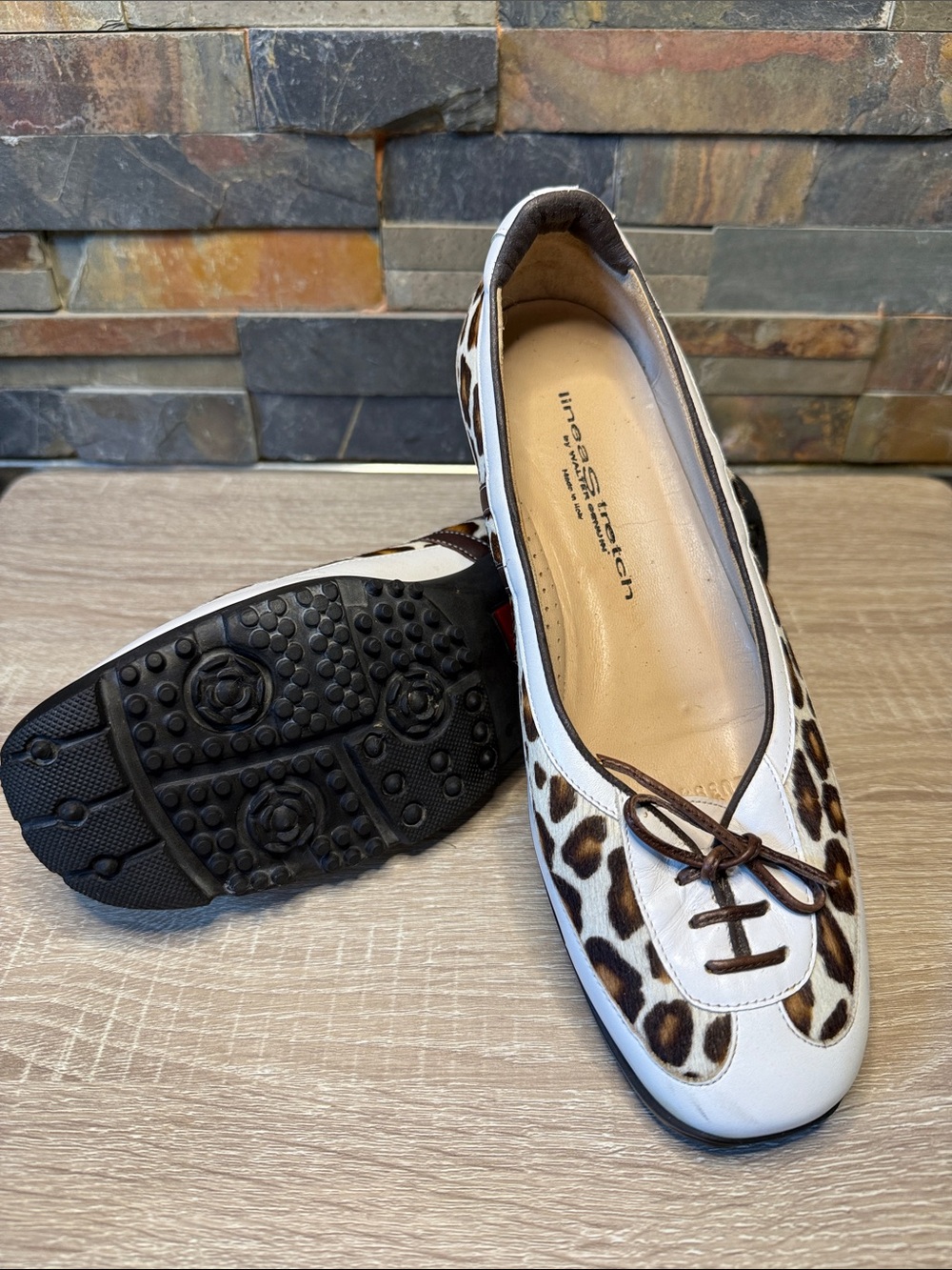 Walter Genuin Linea Stretch Italian leather golf shoes leopard calf hair